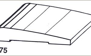 Coprifilo in legno liscio dalla forma obliqua con un angolo arrotondato e l’ altro retto  Modelli : C 75